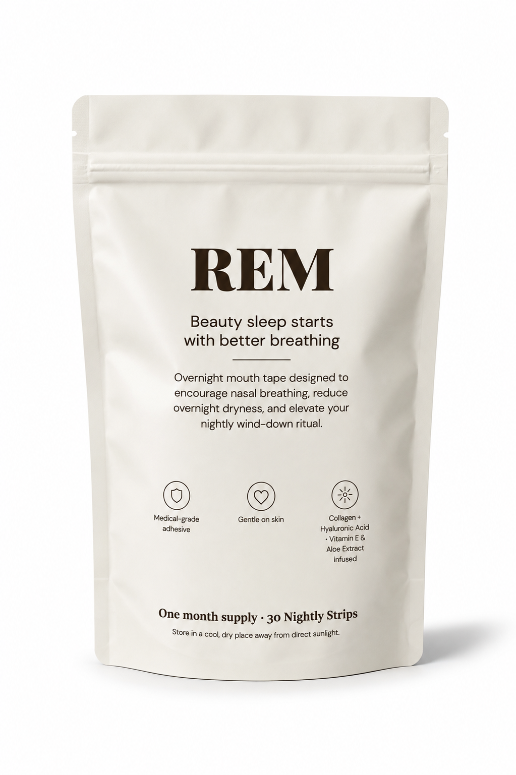 Collagen Hydrogel Mouth Tape – 30 Night Supply | Nasal Breathing Strip | REM Sleep Tape
